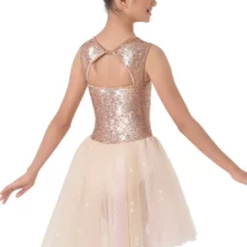 Rose gold sequin tutu with large flower detail