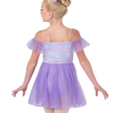 Pale blue leotard with iridescent bodice and chiffon skirt