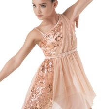 Rose gold and peach sequin skirted leotard