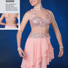 Pale peach and multi colour sequin crop top and skirt