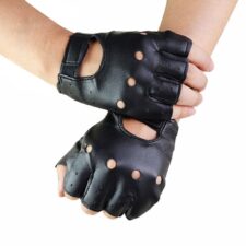 Leatherette fingerless gloves