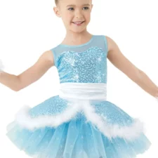 Pale blue velvet and sequin tutu with marabou detail (hair and wrist accessories not included)