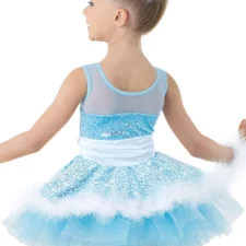 Pale blue velvet and sequin tutu with marabou detail (hair and wrist accessories not included)