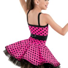 Turquoise and black spotty skirted leotard