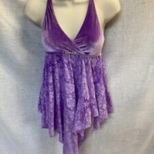 Purple velvet and sparkle lace skirted leotard