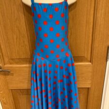 Blue and red spotty skirted leotard with net lining