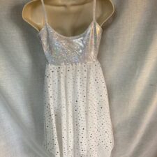 White and silver spotty skirted leotard