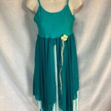 Green and pale blue skirted leotard