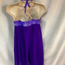 Purple and silver leotard with long chiffon skirt