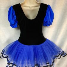 Royal blue and black velvet tutu with lace up front