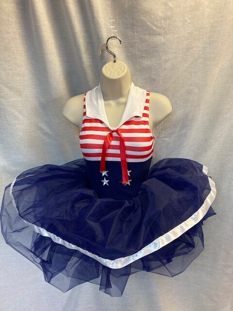 Red, white and blue sailor leotard with large navy tutu skirt - Suite 109