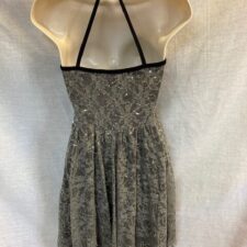 Grey lace and black skirted leotard