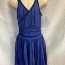 Navy chiffon skirted leotard with pale blue lining