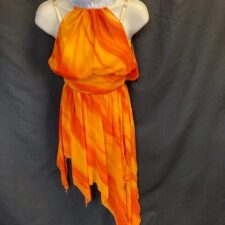 Orange and yellow skirted leotard with sequin collar