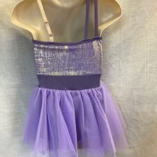 Orchid and silver metallic skirted leotard with chiffon skirt