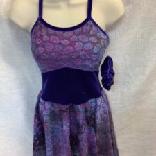 Purple print and velvet skirted leotard