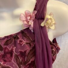 Wine velvet floral skirted leotard with chiffon skirt