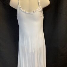 White sheer skirted leotard with silver sequins