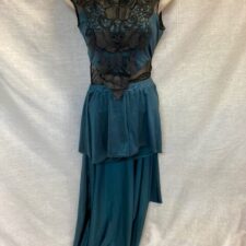 Forrest green and black lace biketard with long skirt