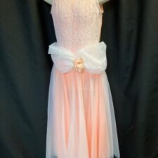 Peach and white lace skirted leotard