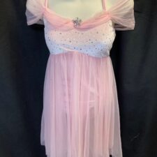 Pale Pink velvet and chiffon skirted leotard with back scarf detail