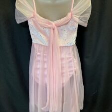Pale Pink velvet and chiffon skirted leotard with back scarf detail