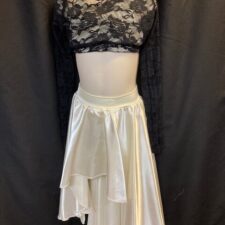Ivory and black lace satin skirt and lace covered crop top