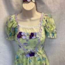 Green and purple floral skirted leotard