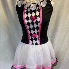 Black, white and pink harlequin dress
