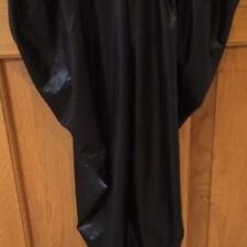 Black leather look harem trousers