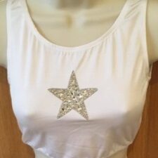 White lycra crop top with silver star