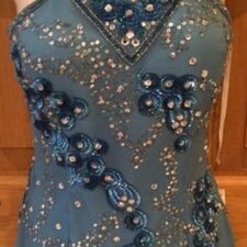 Blue silk top with silver sequins