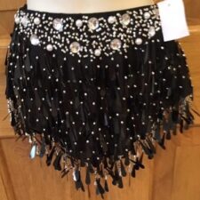 Black sequin skirt with silver sequins and beading