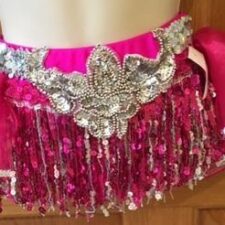 Hot pink tutu skirt with silver trim and fringe insert