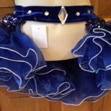 Royal blue bustle with velvet waistband and sequins