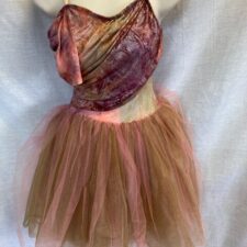 Pink and brown tutu with silver thread design