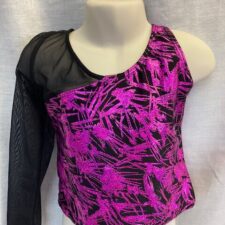 Black and metallic pink top and arm band with mesh sleeve