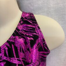 Black and metallic pink top and arm band with mesh sleeve