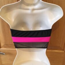 Black and pink crop top with stones and mesh back