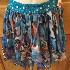 Turquoise animal print silk skirt
