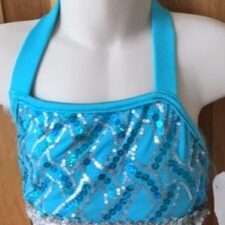 Turquoise and silver sparkle crop top