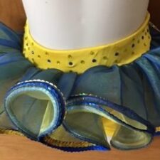 Yellow and blue tutu skirt with sequin waistband