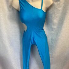 Turquoise lycra catsuit with cut out side