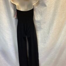 Black all in one with halter neck and flared trousers