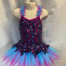 Black, turquoise and magenta sequin tutu with spikey net skirt