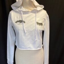 White hooded top with eyes