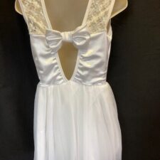 White satin and lace skirted leotard