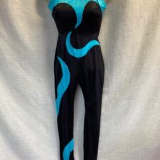 Black and turquoise swirl catsuit