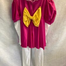 Pink and white skirted catsuit with yellow bow - Bespoke measurement costumes