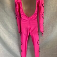 Hot pink catsuit with purple sequin design - Bespoke measurement costumes